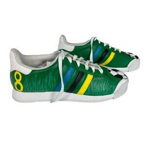 Adidas Hand Painted Soccer Themed Sneakers Size 6 Green